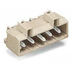 Pin header, 3 pole, pitch 5 mm, angled, light gray, 721-433/001-000