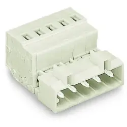 Pin header, 4 pole, pitch 5 mm, angled, light gray, 721-604