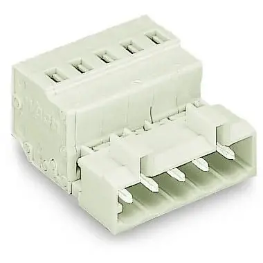 Pin header, 4 pole, pitch 5 mm, angled, light gray, 721-604 - 1