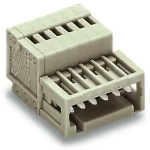 Pin header, 5 pole, pitch 2.5 mm, angled, light gray, 733-205 - 1
