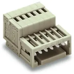 Pin header, 5 pole, pitch 2.5 mm, angled, light gray, 733-205