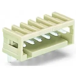 Pin header, 10 pole, pitch 3.5 mm, angled, light gray, 734-170