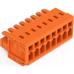 Socket header, 8 pole, pitch 3.81 mm, angled, orange, 734-208