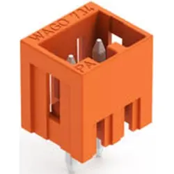 Pin header, 2 pole, pitch 3.81 mm, straight, orange, 734-232