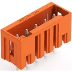Pin header, 5 pole, pitch 3.81 mm, straight, orange, 734-235