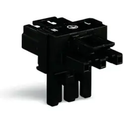 T connector, 3 pole, black, 770-606