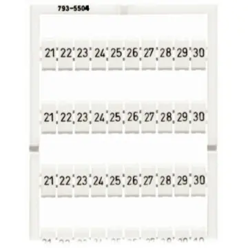 Marker card for terminal block plug, 793-5504 - 1