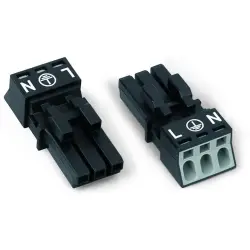 Socket, 3 pole, snap-in, push-in, 0.25-1.5 mm², gray, 890-203