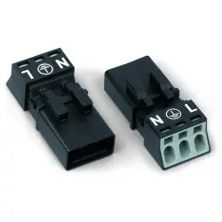 Plug, 3 pole, snap-in, push-in, 0.25-1.5 mm², gray, 890-213
