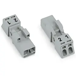 Plug, 2 pole, push-in, 0.25-1.5 mm², gray, 890-252