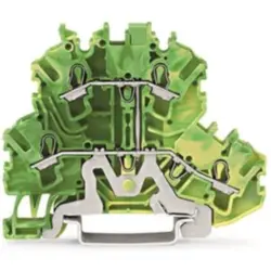 Double level terminal, spring-clamp connection, 0.25-4.0 mm², 2 pole, 24 A, 6 kV, yellow/green, 2002-2207
