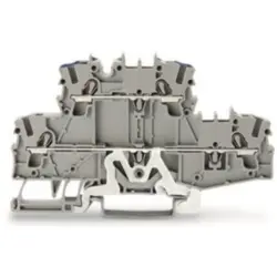 Protective conductor/feed-through terminal, spring-clamp connection, 0.25-4.0 mm², 2 pole, 24 A, 8 kV, gray, 2002-2717