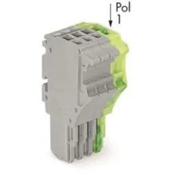 1-wire female connector, 4 pole, pitch 3.5 mm, straight, gray/green-yellow, 2020-104/000-036