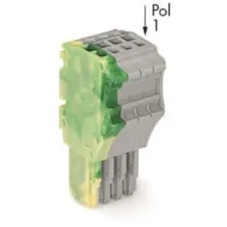 1-wire female connector, 4 pole, pitch 3.5 mm, straight, green-yellow/gray, 2020-104/000-037