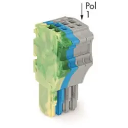 1-wire female connector, 4 pole, pitch 3.5 mm, straight, green-yellow/blue/gray, 2020-104/000-039