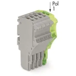 1-wire female connector, 5 pole, pitch 3.5 mm, straight, gray/green-yellow, 2020-105/000-036