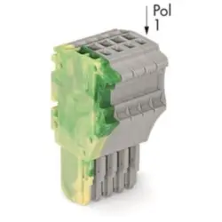 1-wire female connector, 5 pole, pitch 3.5 mm, straight, green-yellow/gray, 2020-105/000-037