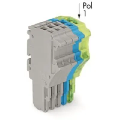 1-wire female connector, 5 pole, pitch 3.5 mm, straight, gray/blue/green-yellow, 2020-105/000-038 - 1