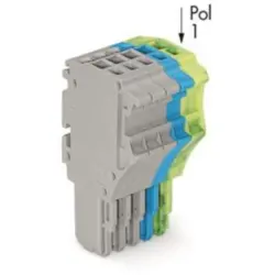 1-wire female connector, 5 pole, pitch 3.5 mm, straight, gray/blue/green-yellow, 2020-105/000-038