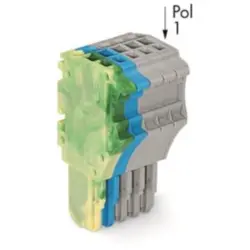 1-wire female connector, 5 pole, pitch 3.5 mm, straight, green-yellow/blue/gray, 2020-105/000-039