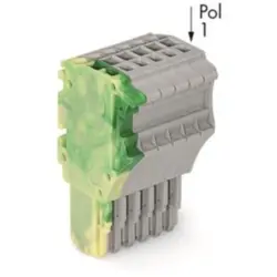 1-wire female connector, 6 pole, pitch 3.5 mm, straight, green-yellow/gray, 2020-106/000-037