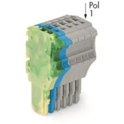 1-wire female connector, 6 pole, pitch 3.5 mm, straight, green-yellow/blue/gray, 2020-106/000-039
