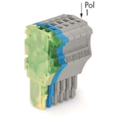 1-wire female connector, 6 pole, pitch 3.5 mm, straight, green-yellow/blue/gray, 2020-106/000-039 - 1