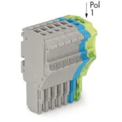 1-wire female connector, 7 pole, pitch 3.5 mm, straight, gray/blue/green-yellow, 2020-107/000-038
