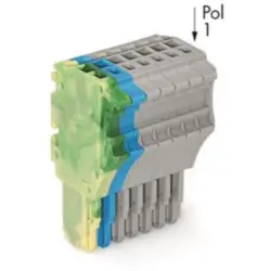 1-wire female connector, 7 pole, pitch 3.5 mm, straight, green-yellow/blue/gray, 2020-107/000-039
