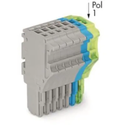 1-wire female connector, 8 pole, pitch 3.5 mm, straight, gray/blue/green-yellow, 2020-108/000-038 - 1