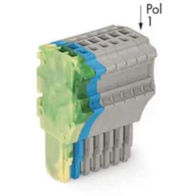 1-wire female connector, 8 pole, pitch 3.5 mm, straight, green-yellow/blue/gray, 2020-108/000-039 - 1
