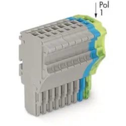 1-wire female connector, 10 pole, pitch 3.5 mm, straight, gray/blue/green-yellow, 2020-110/000-038