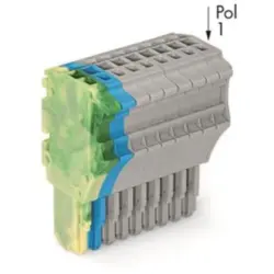 1-wire female connector, 10 pole, pitch 3.5 mm, straight, green-yellow/blue/gray, 2020-110/000-039