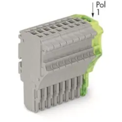 1-wire female connector, 11 pole, pitch 3.5 mm, straight, gray/green-yellow, 2020-111/000-036