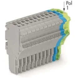 1-wire female connector, 12 pole, pitch 3.5 mm, straight, gray/blue/green-yellow, 2020-112/000-038