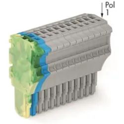 1-wire female connector, 14 pole, pitch 3.5 mm, straight, green-yellow/blue/gray, 2020-114/000-039
