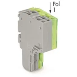 2-wire female connector, 3 pole, pitch 3.5 mm, straight, gray/green-yellow, 2020-203/000-036