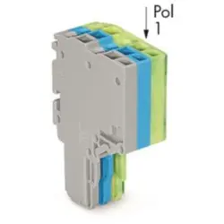 2-wire female connector, 3 pole, pitch 3.5 mm, straight, gray/blue/green-yellow, 2020-203/000-038