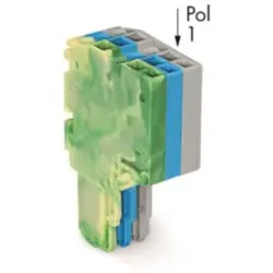 2-wire female connector, 3 pole, pitch 3.5 mm, straight, green-yellow/blue/gray, 2020-203/000-039