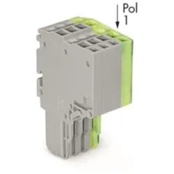 2-wire female connector, 4 pole, pitch 3.5 mm, straight, gray/green-yellow, 2020-204/000-036