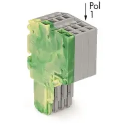 2-wire female connector, 4 pole, pitch 3.5 mm, straight, green-yellow/gray, 2020-204/000-037