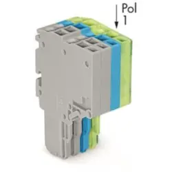2-wire female connector, 4 pole, pitch 3.5 mm, straight, gray/blue/green-yellow, 2020-204/000-038