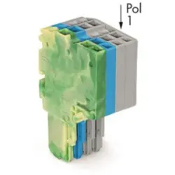 2-wire female connector, 4 pole, pitch 3.5 mm, straight, green-yellow/blue/gray, 2020-204/000-039