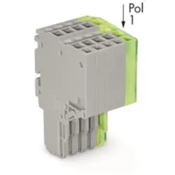 2-wire female connector, 5 pole, pitch 3.5 mm, straight, gray/green-yellow, 2020-205/000-036