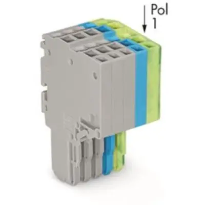 2-wire female connector, 5 pole, pitch 3.5 mm, straight, gray/blue/green-yellow, 2020-205/000-038 - 1
