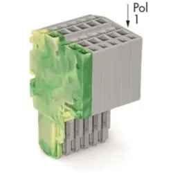 2-wire female connector, 6 pole, pitch 3.5 mm, straight, green-yellow/gray, 2020-206/000-037