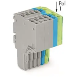 2-wire female connector, 6 pole, pitch 3.5 mm, straight, gray/blue/green-yellow, 2020-206/000-038
