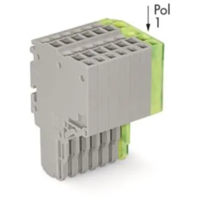 2-wire female connector, 7 pole, pitch 3.5 mm, straight, gray/green-yellow, 2020-207/000-036 - 1