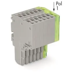 2-wire female connector, 8 pole, pitch 3.5 mm, straight, gray/green-yellow, 2020-208/000-036