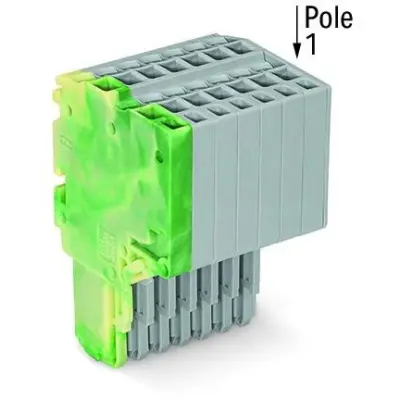 2-wire female connector, 8 pole, pitch 3.5 mm, straight, green-yellow/gray, 2020-208/000-037 - 1